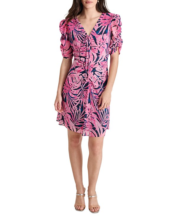 Vestido fruncido con estampado