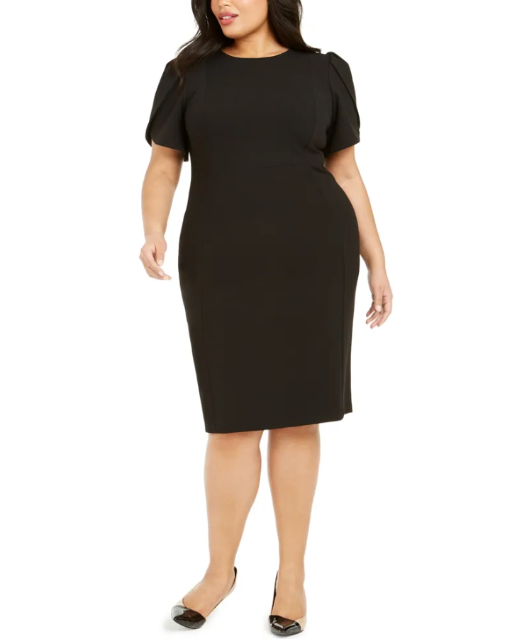 Vestido tubo con mangas abullonadas