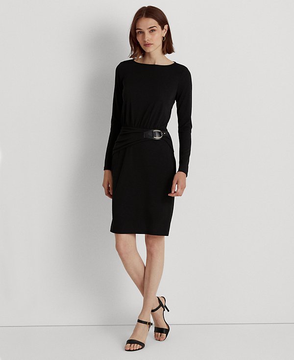 Vestido jersey con ribete de hebilla