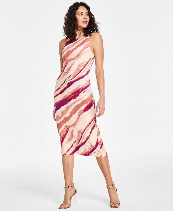 Vestido midi con estampado Pictórico