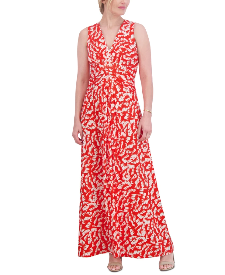 Vestido maxi con escote plisado