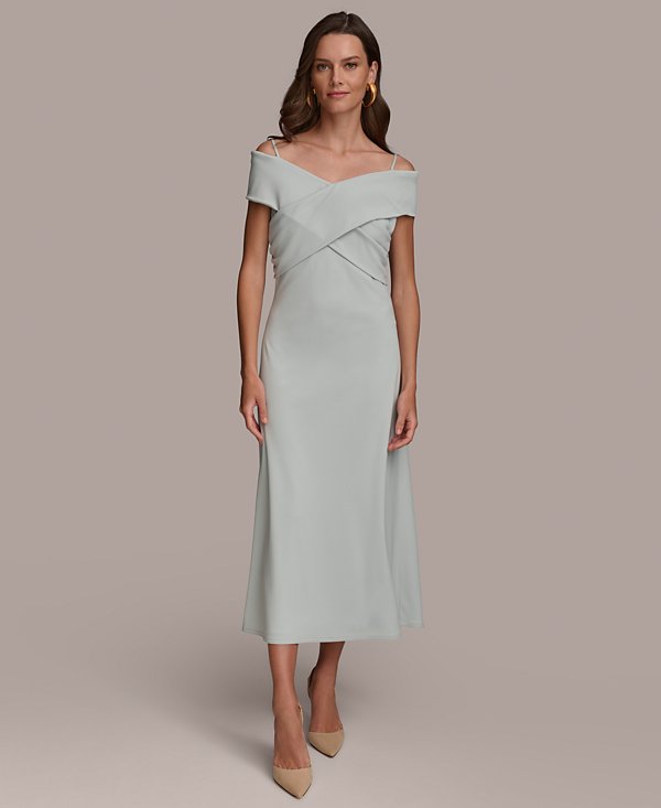 Vestido midi de escote cruzado