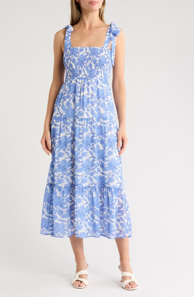 Vestido fruncido con hombros anudados