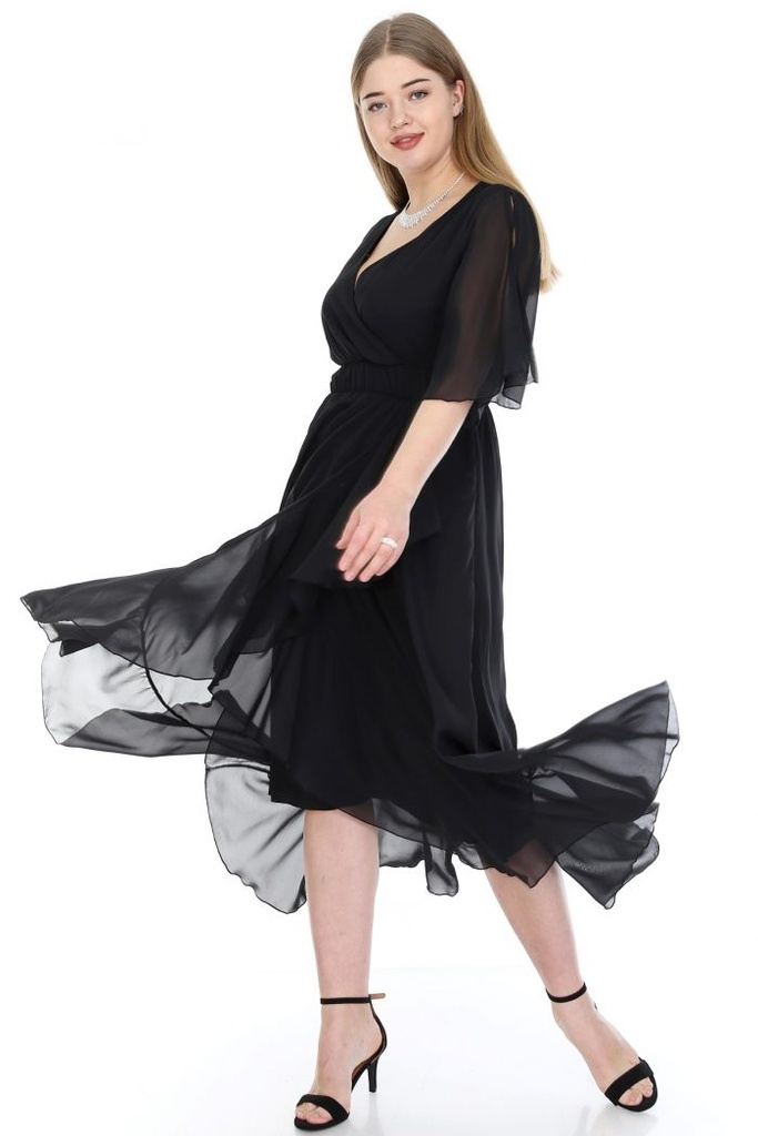 Vestido cruzado con escote en V.