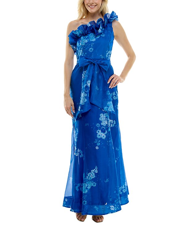 Vestido de organza de un solo hombro