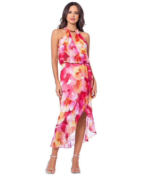 Vestido halter de corte alto y bajo