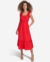 Vestido midi con tirantes de volantes