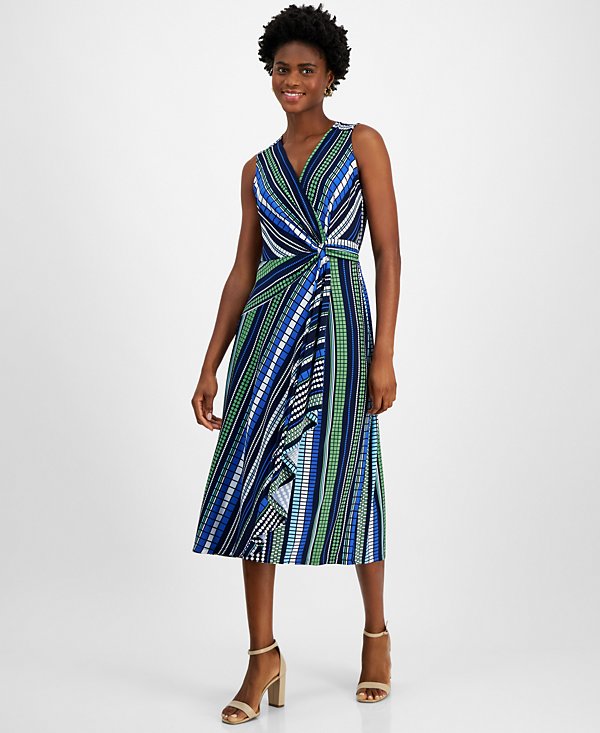 Vestido midi con volantes y frunces