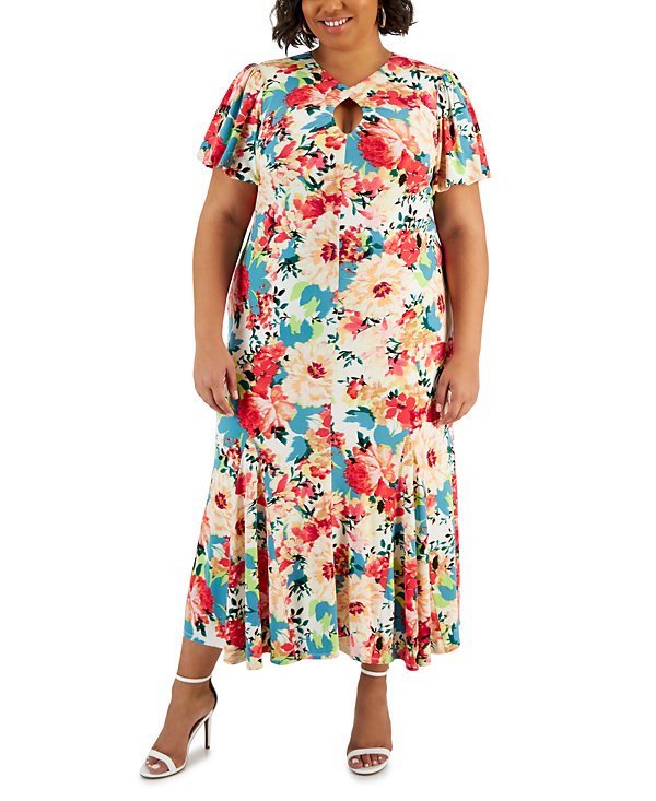 Vestido maxi floral con abertura