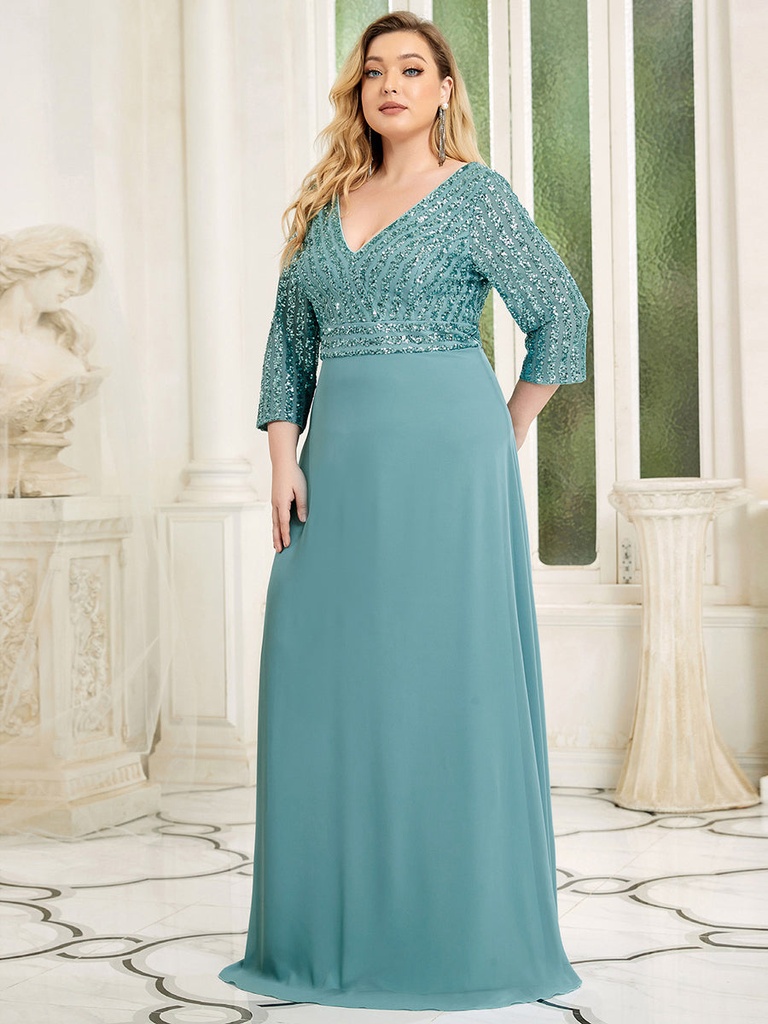 Vestido largo con mangas 3/4