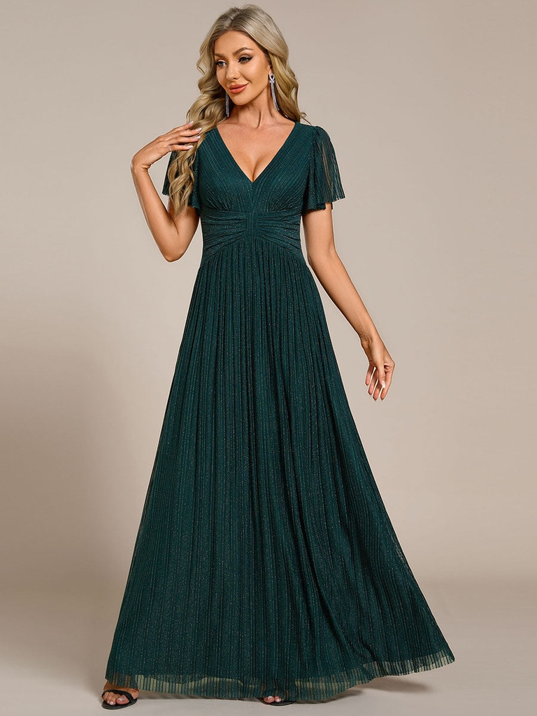 Vestido largo con cintura fruncida