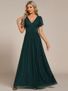 Vestido largo con cintura fruncida