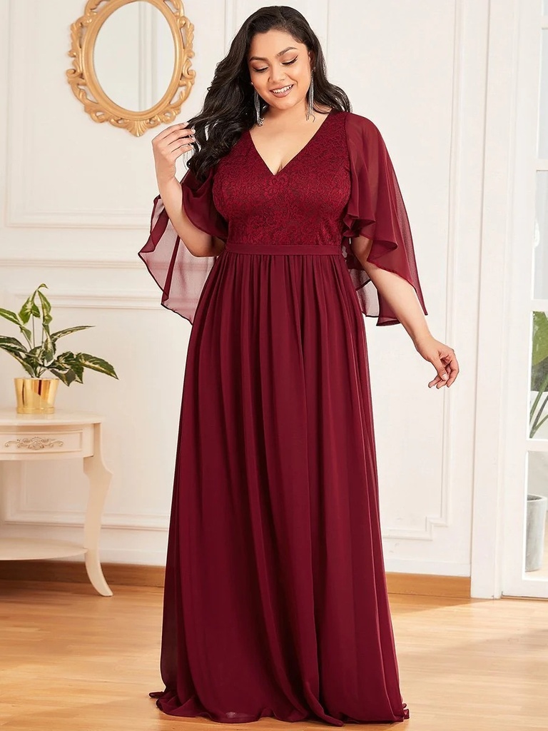 Vestido de encaje y mangas de volantes (copia)