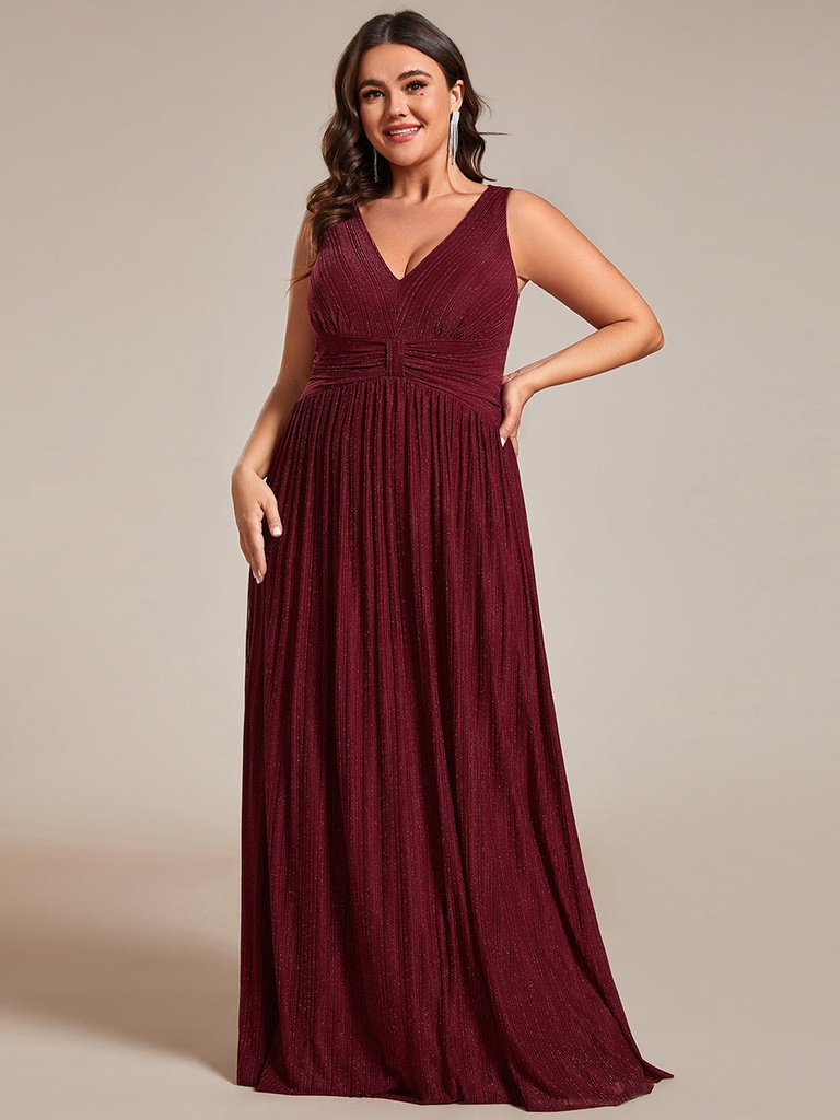 Vestido largo con cintura fruncida