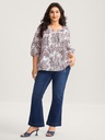Blusa evasé con estampado artístico