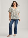 Blusa floral con fruncido delantero