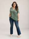 Blusa floral de mangas de pétalos