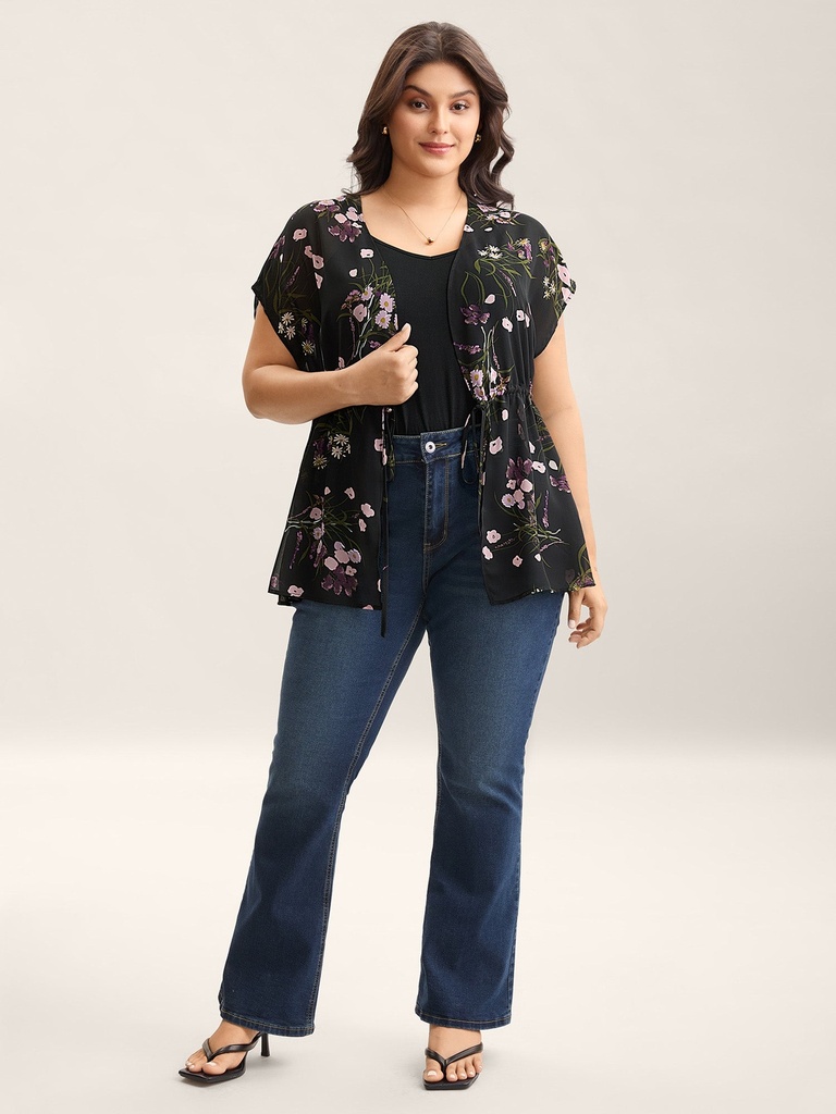 Kimono abierto con lazo en la cintura