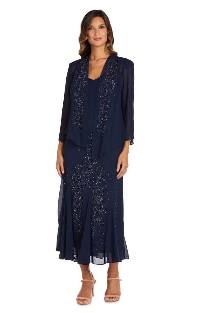 Vestido formal con chaqueta de chiffon