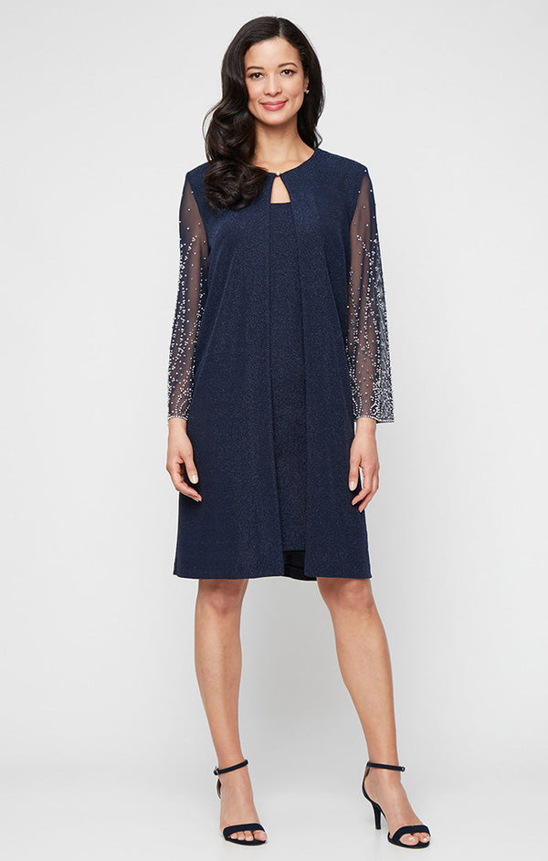 Vestido con chaqueta con cuentas