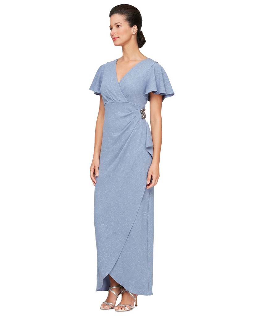Vestido con mangas abullonadas y dobladillo tulipán