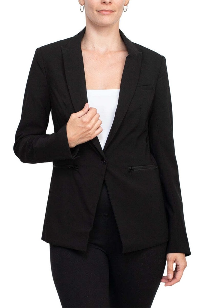 Blazer con zíper en los bolsillos