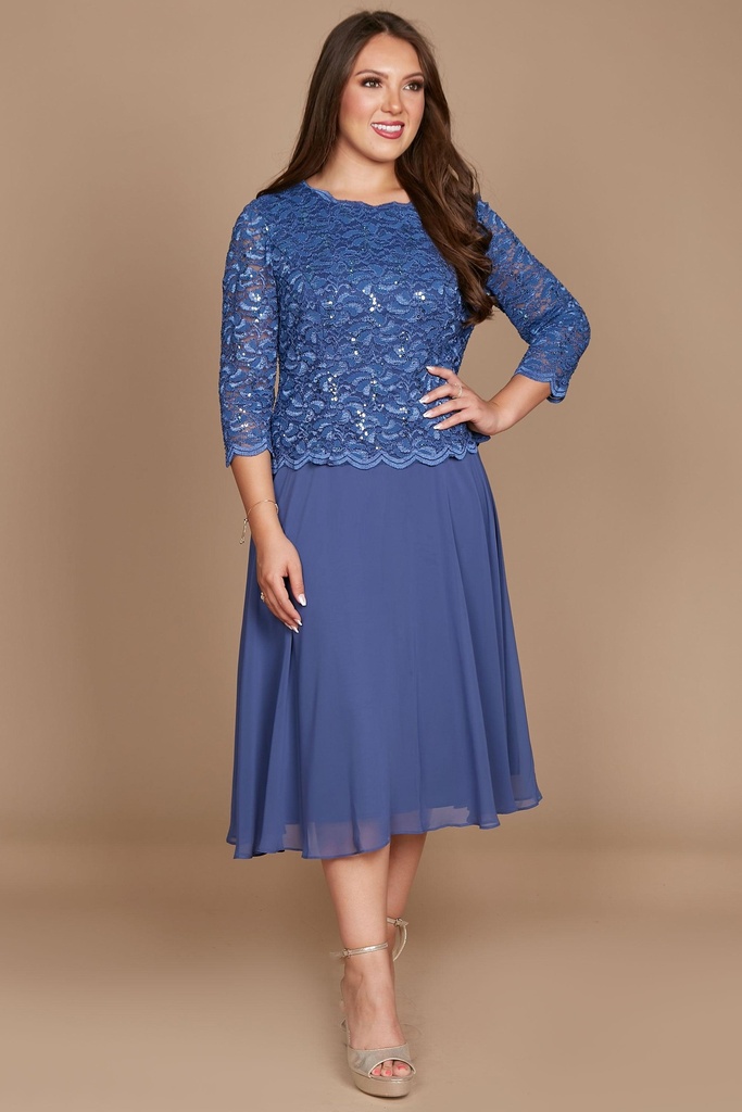 Vestido con corpiño de encaje Wedgewood