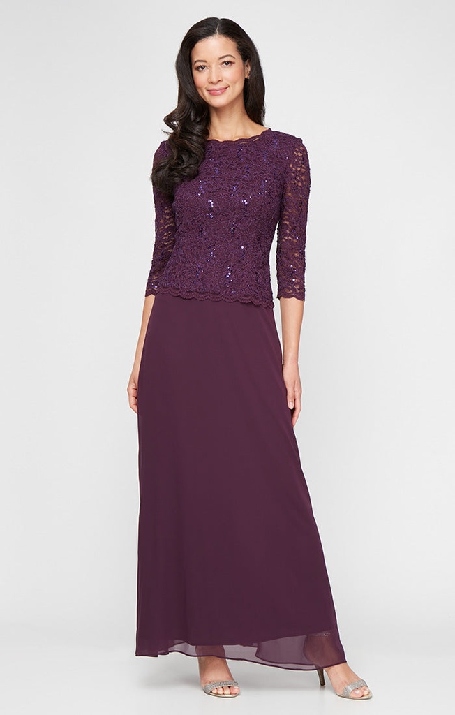 Vestido de gasa con corpiño de encaje