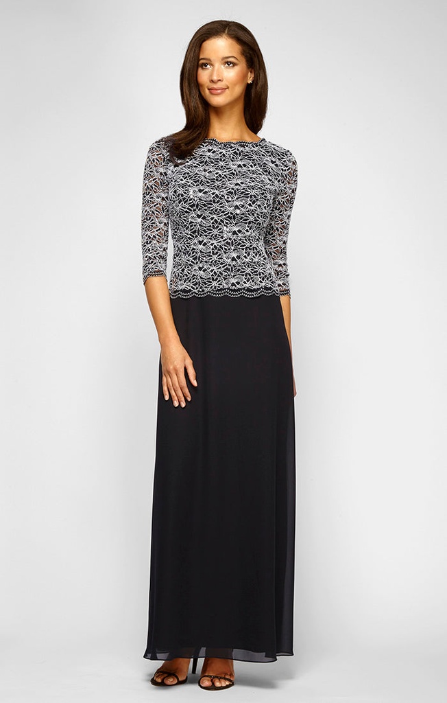 Vestido de gasa con corpiño de encaje