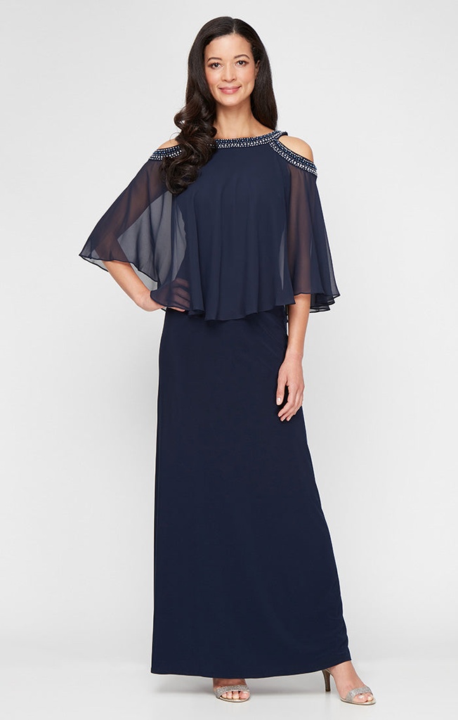 Vestido de jersey y escote con cuentas