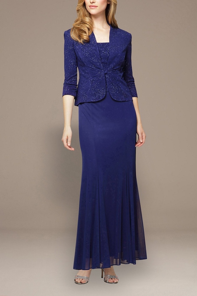 Vestido  jacquard con chaqueta brillante