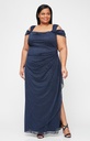 Vestido con hombros descubiertos brillante