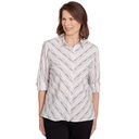Blusa a rayas bordadas y corte inglete