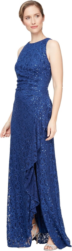 Vestido de encaje con volantes