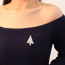 Broche de árbol de navidad con perlas