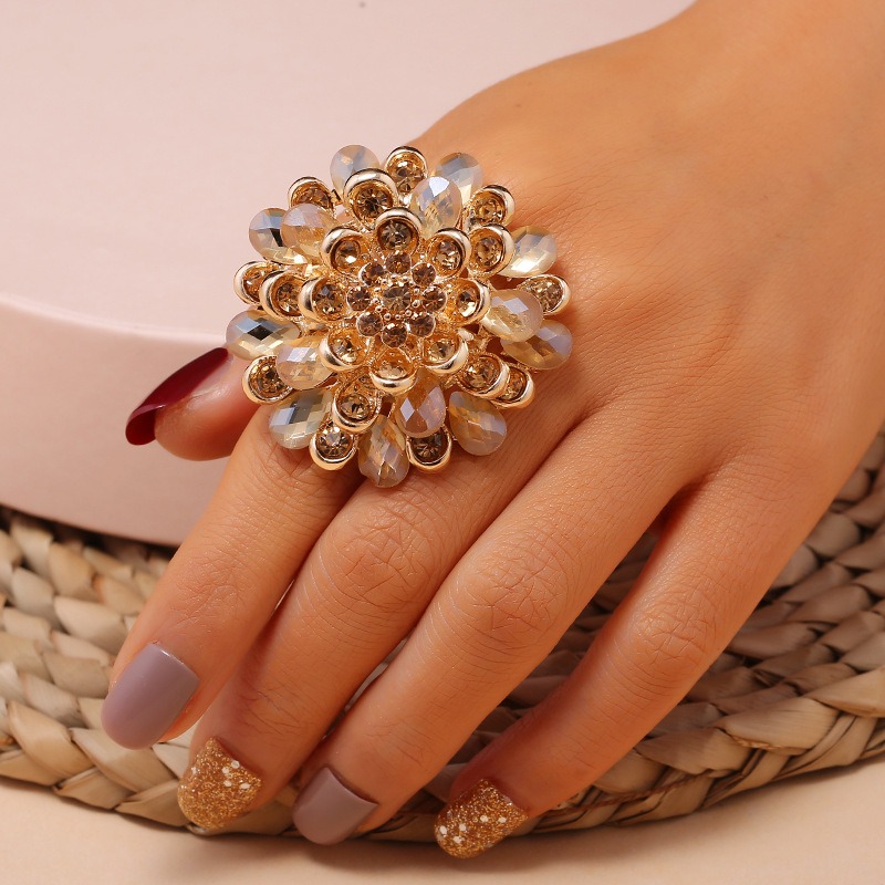 Anillo ajustable de maxi flor