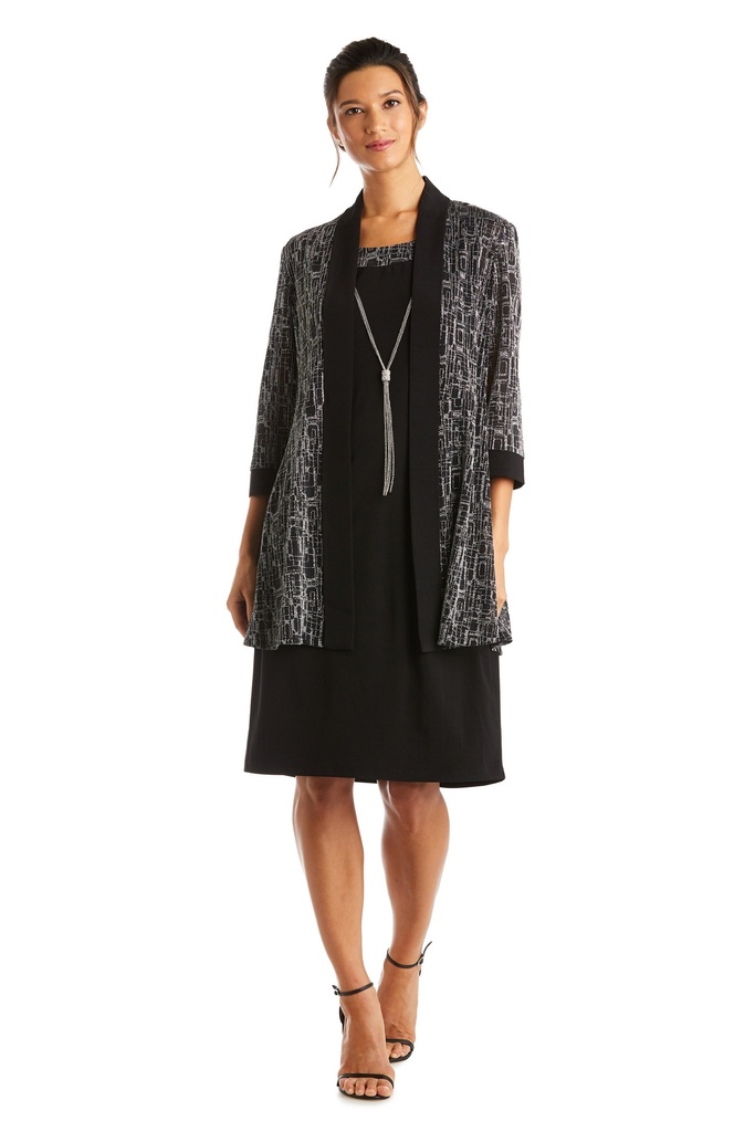 Vestido con chaqueta con purpurina