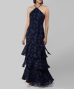 Vestido largo con flores Jaqcuard
