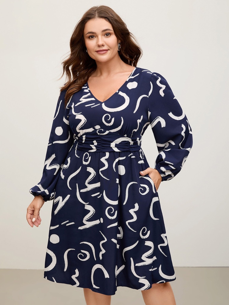 Vestido estampado de cintura elástica