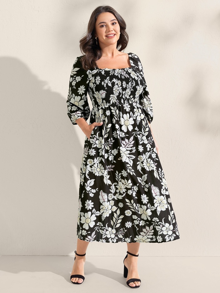 Vestido midi de estampado floral