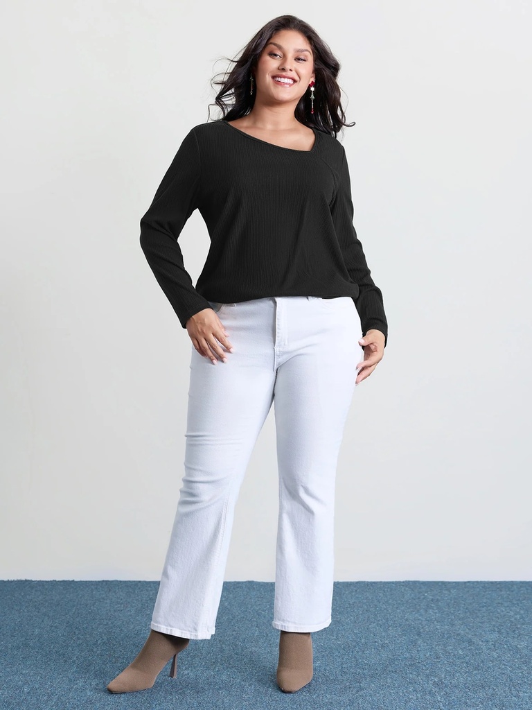 Blusa acanalada de escote asimétrico (copia)