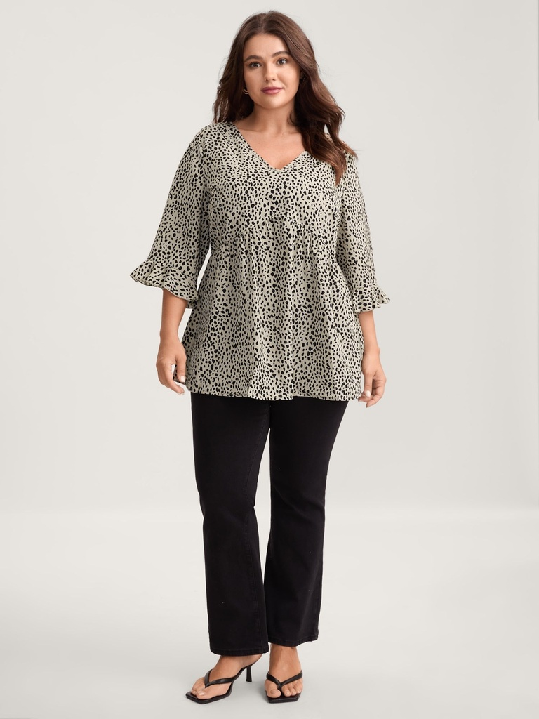 Blusa fluida con cuello fruncido (copia)