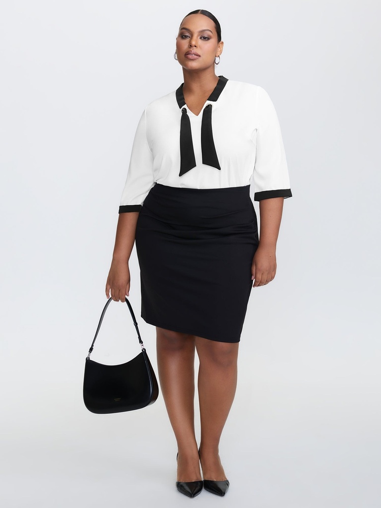 Blusa con ribete de lazo en el escote