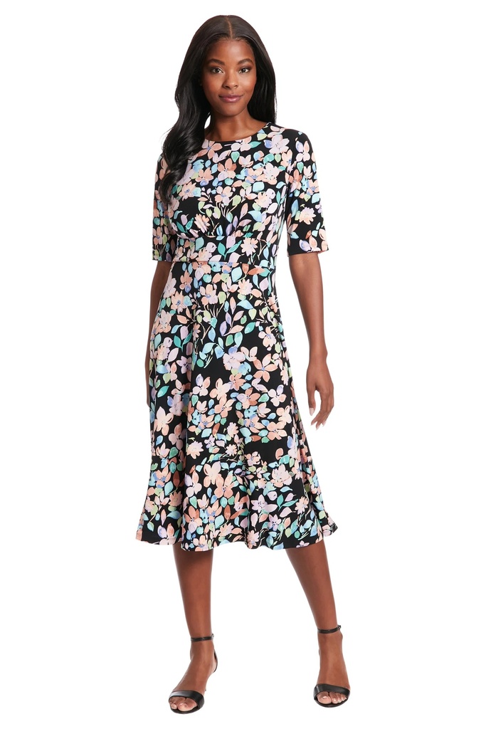 Vestido midi con manga corta