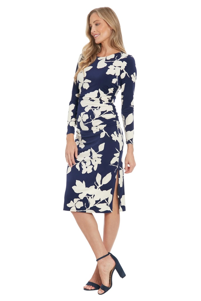 Vestido floral de fruncido lateral