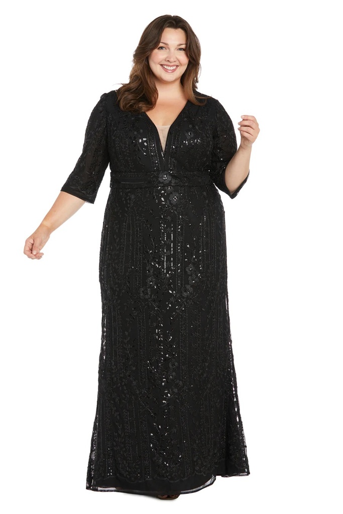 Vestido de noche con bordado floral