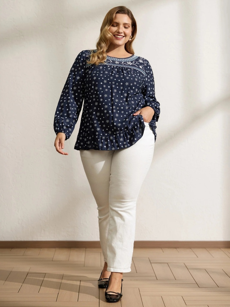 Blusa fluida con estampado floral (copia)