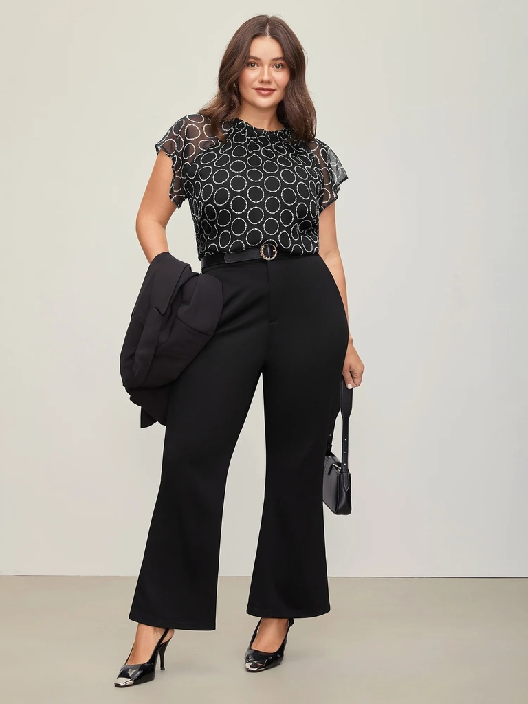 Blusa plisada con cuello con muescas (copia)