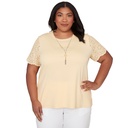 Blusa sólida con mangas de hojales