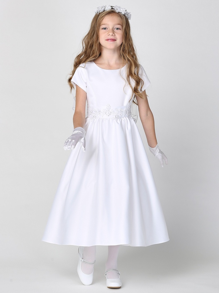 Vestido de satén con cinturón de perlas (copia)